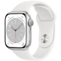 Apple Watch Series 8 45mm Silver Aluminum Case with White Sport Band